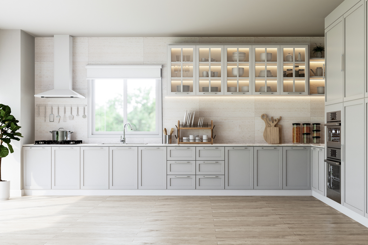 Bright remodeled kitchen ready for a post-construction clean
